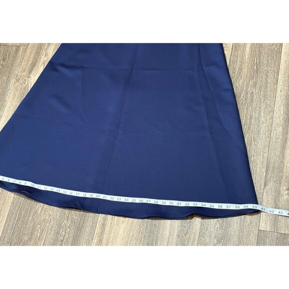 WOMENS PARTY FORMAL SATIN SET STRAPLESS CORSET TOP MAXI SKIRT NAVY BLUE SIZE 7-8 - Picture 8 of 10
